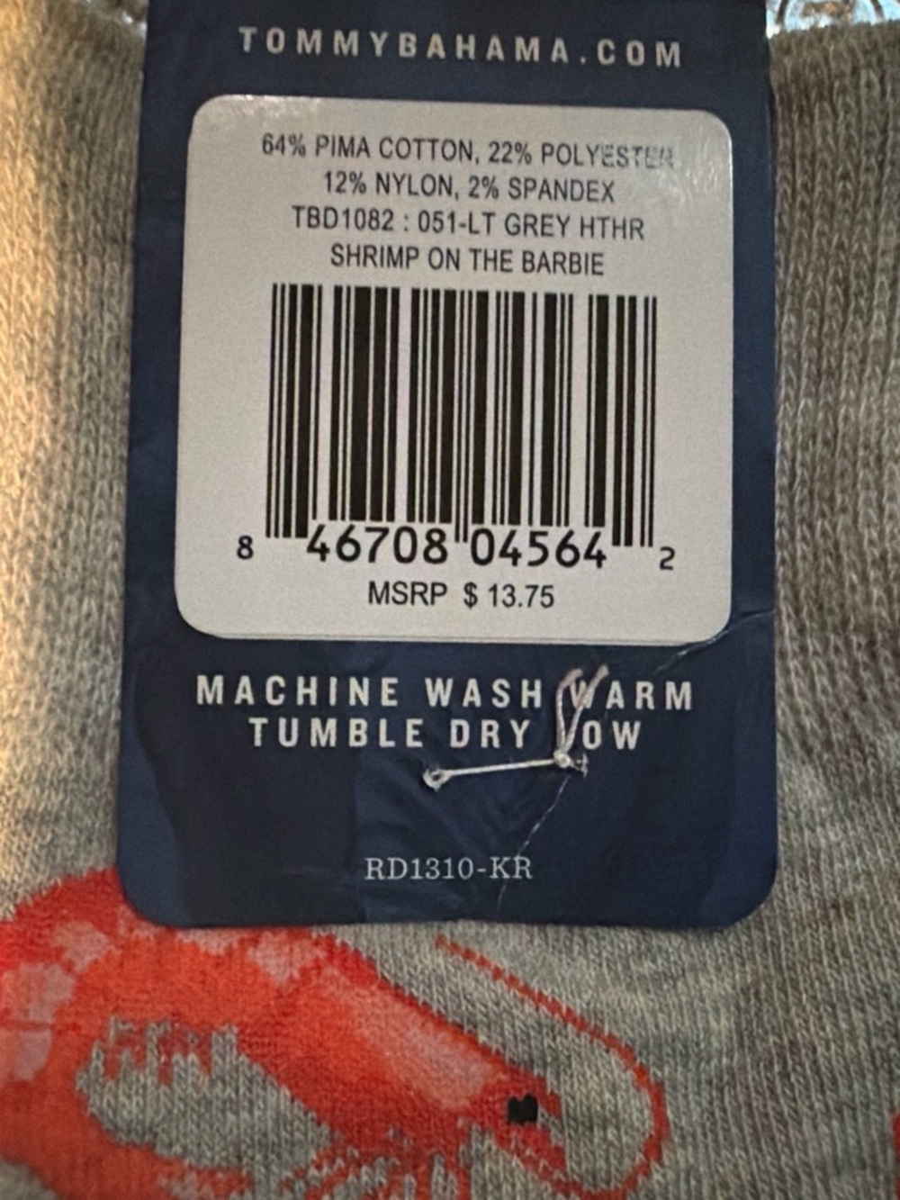 Tommy Bahama Men's Navy Flamingo & Gray Shrimp Crew Socks - Picture 3 of 3